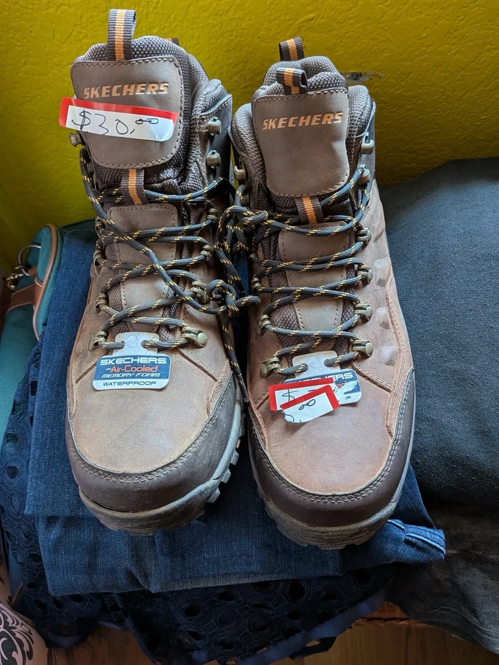 Skechers Men's Brown Waterproof Lace-Up Hiking Boots